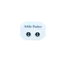 Load image into Gallery viewer, Addie Parker Jewelry - Small Stud Earrings (ST 12) - Navy Blue Anchor