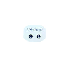 Load image into Gallery viewer, Addie Parker Jewelry - Small Stud Earrings (ST 12) - Navy Blue Anchor
