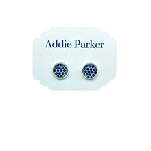 Load image into Gallery viewer, Addie Parker Jewelry - Small Stud Earrings (ST 21) - Navy Polka Dot