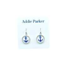 Load image into Gallery viewer, Addie Parker Jewelry - Lever Back Earrings (E 130) - White and Royal Blue Anchor Leverback Earrings