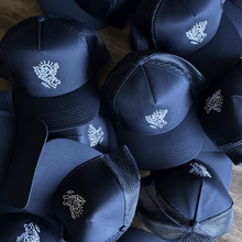 Load image into Gallery viewer, Upside Down Vintage Trucker Hat Navy/White