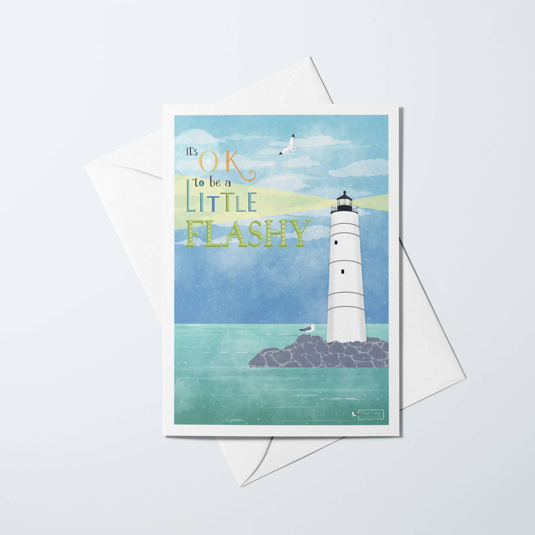 Mainely Illustrations - Flashy Lighthouse Whimsical Nautical Greeting Card