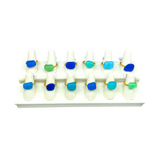 Load image into Gallery viewer, Addie Parker Jewelry - Upcycled Glass Rings - 12 Rings and Ring display (Gold)
