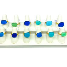 Load image into Gallery viewer, Addie Parker Jewelry - Upcycled Glass Rings - 12 Rings and Ring display (Gold)
