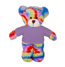 Load image into Gallery viewer, Plushland - Teddy Bear Tie Dye Color with Personalized Tee 12”: White
