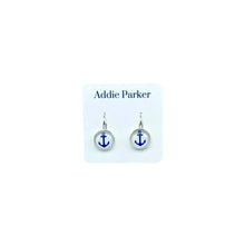 Load image into Gallery viewer, Addie Parker Jewelry - Lever Back Earrings (E 130) - White and Royal Blue Anchor Leverback Earrings
