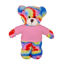 Load image into Gallery viewer, Plushland - Teddy Bear Tie Dye Color with Personalized Tee 12”: White
