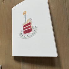 Load image into Gallery viewer, Zucchini Fish - Three Tier slice of Red Velvet Cake Blank Card

