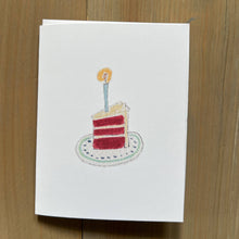 Load image into Gallery viewer, Zucchini Fish - Three Tier slice of Red Velvet Cake Blank Card
