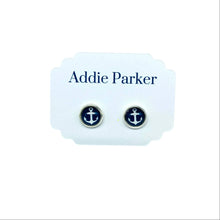 Load image into Gallery viewer, Addie Parker Jewelry - Small Stud Earrings (ST 12) - Navy Blue Anchor
