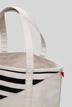 Load image into Gallery viewer, ShoreBags - Contemporary Canvas Diagonal Design Tote Bag Medium: Natural with Navy
