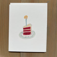 Load image into Gallery viewer, Zucchini Fish - Three Tier slice of Red Velvet Cake Blank Card
