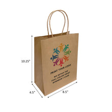 Load image into Gallery viewer, Kis Paper - Custom Print Cub 8x4.75x10.25 inches Kraft Paper Bags: 250 bags - $0.65/pc / 1 side print (front)
