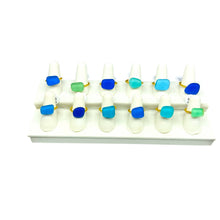 Load image into Gallery viewer, Addie Parker Jewelry - Upcycled Glass Rings - 12 Rings and Ring display (Gold)
