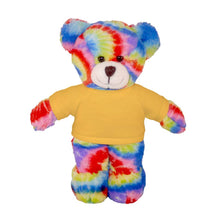 Load image into Gallery viewer, Plushland - Teddy Bear Tie Dye Color with Personalized Tee 12”: White
