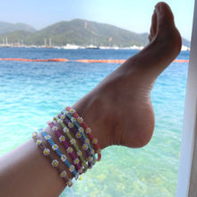 Load image into Gallery viewer, World End Imports Jewelry &amp; Gifts - Ak Macrame Daisy Wax Cord Anklet-12
