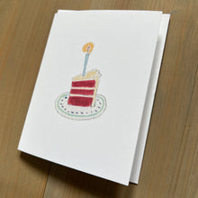 Load image into Gallery viewer, Zucchini Fish - Three Tier slice of Red Velvet Cake Blank Card
