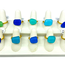 Load image into Gallery viewer, Addie Parker Jewelry - Upcycled Glass Rings - 12 Rings and Ring display (Gold)
