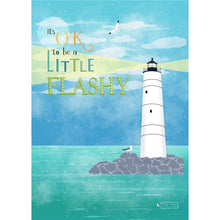 Load image into Gallery viewer, Mainely Illustrations - Flashy Lighthouse Whimsical Nautical Greeting Card
