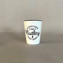 Load image into Gallery viewer, B.Berish - Ceramic Shot Glass Custom Print - 1.5oz Great Bar Accessory: White With Black Accent

