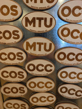 Load image into Gallery viewer, Orion Laser Creations - Oval City Abbreviations Wooden Magnets - Made in the USA!
