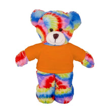 Load image into Gallery viewer, Plushland - Teddy Bear Tie Dye Color with Personalized Tee 12”: White
