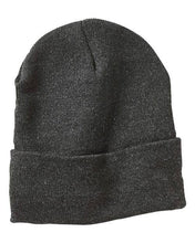 Load image into Gallery viewer, NDesigns Leather - Custom Leather Patch Sherpa Beanie: Heather Charcoal
