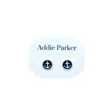 Load image into Gallery viewer, Addie Parker Jewelry - Small Stud Earrings (ST 12) - Navy Blue Anchor
