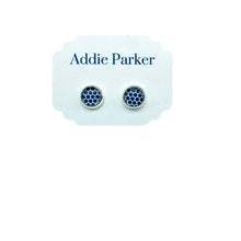Load image into Gallery viewer, Addie Parker Jewelry - Small Stud Earrings (ST 21) - Navy Polka Dot
