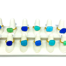 Load image into Gallery viewer, Addie Parker Jewelry - Upcycled Glass Rings - 12 Rings and Ring display (Gold)
